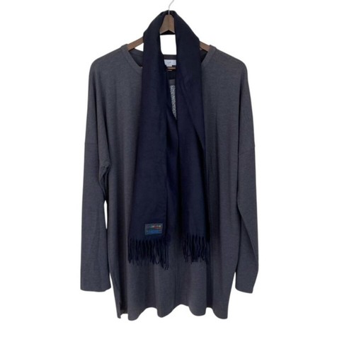 Sciarpa con frange blu navy Cashmink V. Fraas - Foto 5 di 5