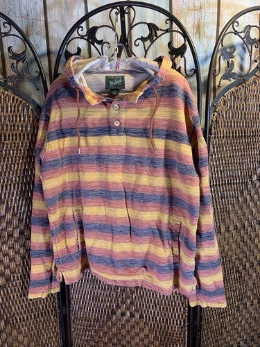 Woolrich 100% Organic Cotton Striped Hoodie Size L