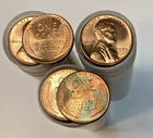 3 1958 BU++ Lincoln Cent Rolls RED RED RED 150 Coins Total Single Lot Paper Fold