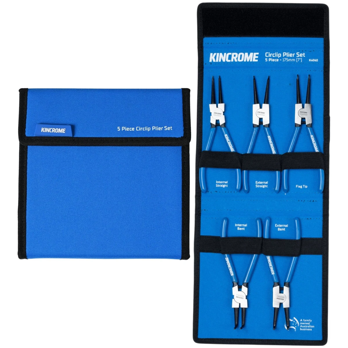 Kincrome 5 Piece Vinyl Coated Handle Circlip Pliers Set 175mm 7" INT/EXT K4040