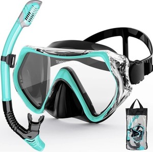 Snorkel Mask Set Anti Fog Panoramic View Tempered Glass Scuba Diving Gear Adult