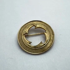 Vintage MCM Abstract Brooch Gold Tone Cross Hatch Texture c. 1960s