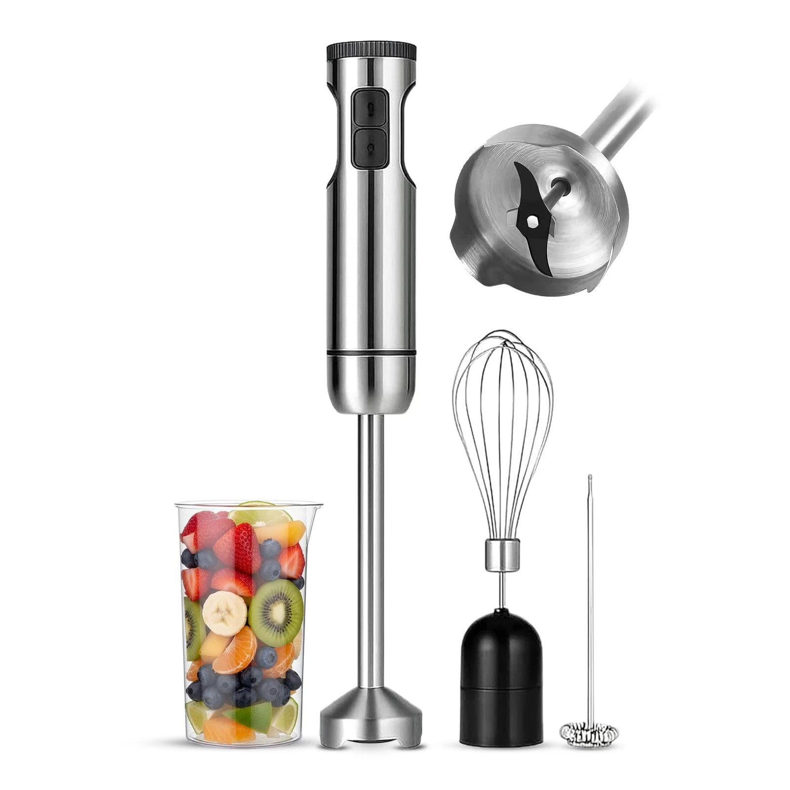Immersion Blender Handheld, 8-Speed 4-in-1 Stainless Steel Hand Blender Stick...