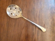 LEONARD Silverplated Large Slotted Serving Spoon Vintage Italy