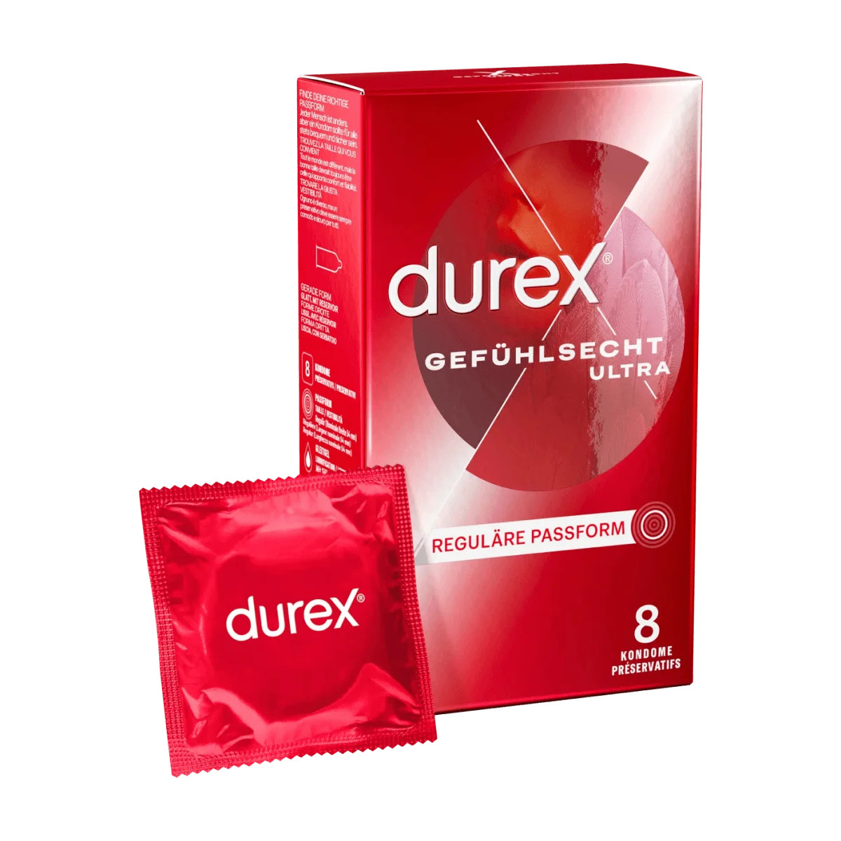 Durex Kondome Gefühlsecht Ultra, Breite 54mm, 8 Stück