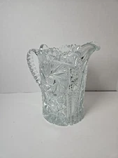 Antique American Brilliant Period ABP Pitcher Sawtooth Rim Cut Crystal With Chip