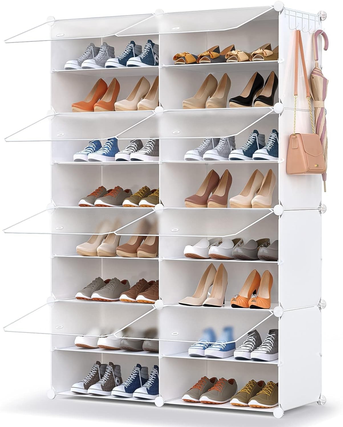 32-Pair Shoe Rack Organizer with Doors - Space-Saving Closet Cabinet Storage