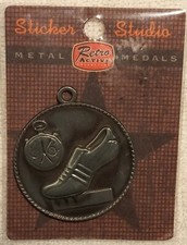 Track and Field Medal -Spiked Shoe and Stopwatch Engraved-Sticker Studio-NEW