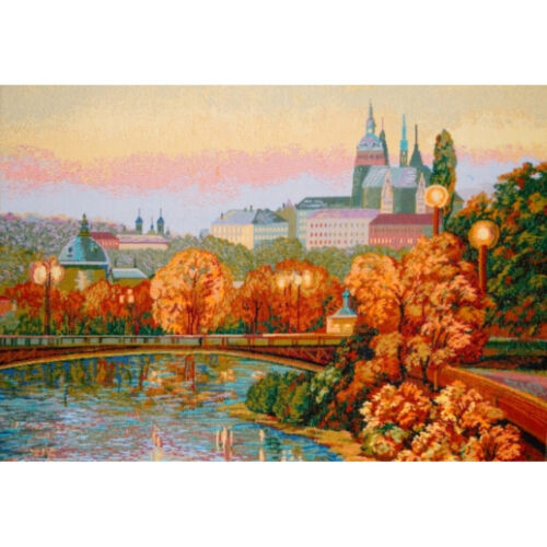 Gobelin Tapestry Wall Carpet Panel Prague Prospects without Frame 74x52 - Picture 1 of 4