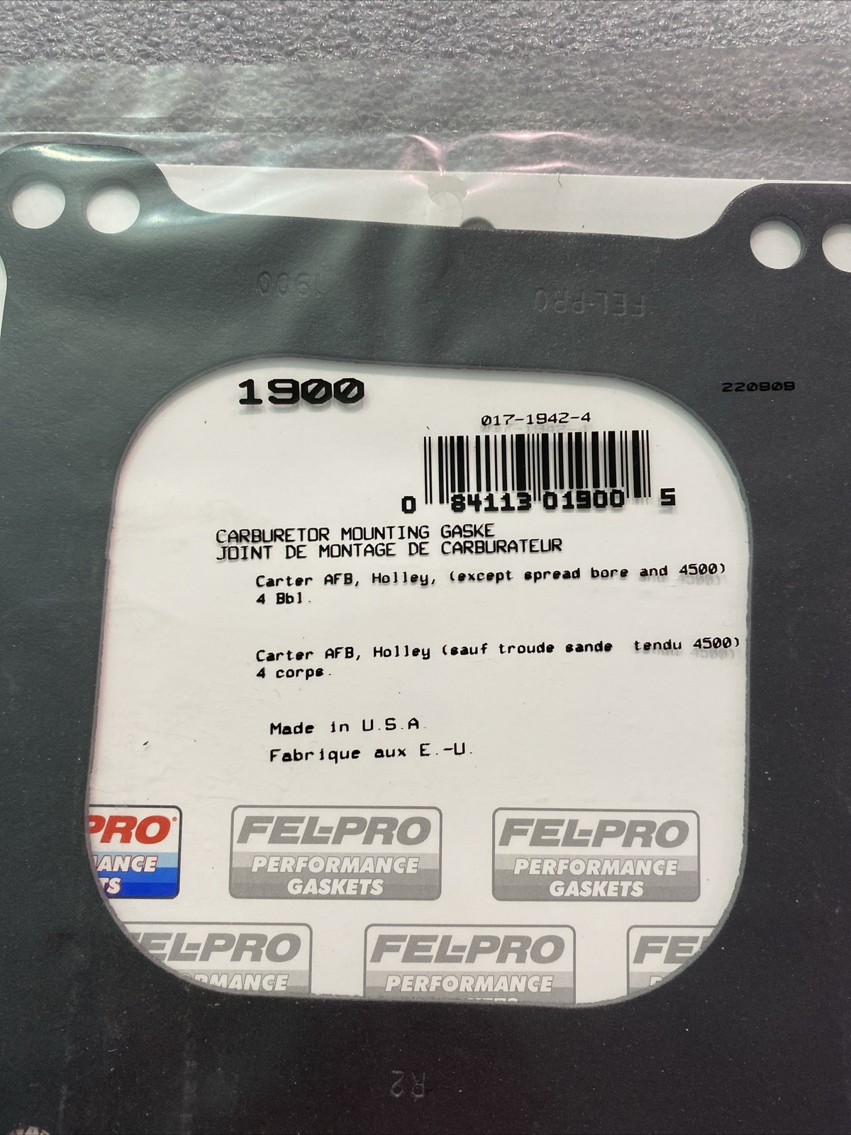 FELPRO 1900 CARBURETOR MOUNTING GASKET Lot of 5 eBay