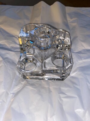 NEW PARTYLITE 24% LEAD CRYSTAL CASTLE LIGHT CANDLE HOLDER 6'' x 6 