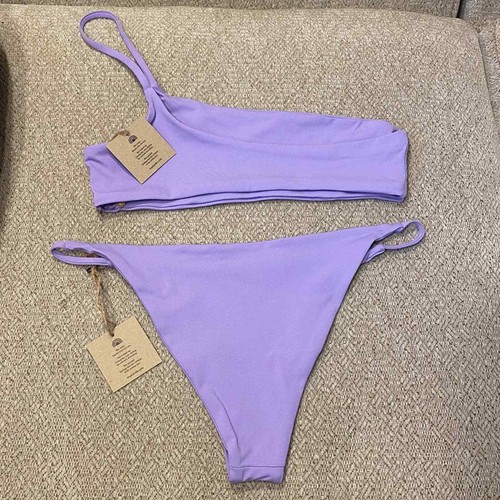 NEW! Toast Signature One-Shoulder Bikini Top String Bikini Bottom Size M/L 14405 - Picture 2 of 12