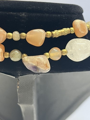 Boho Necklace Beggar Beads Coastal Chic Fashion Natural Semi Precious Stones 34” - Picture 12 of 21