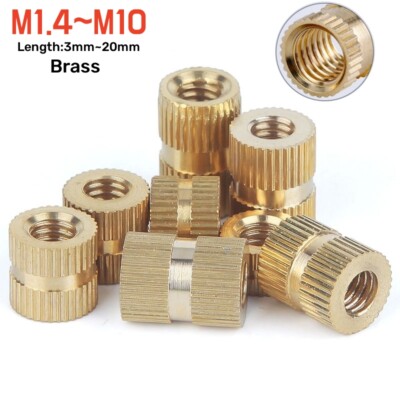 Brass Insert Nut Copper Injection Moulding Knurled Thread Embedded Nut M1.4-M10