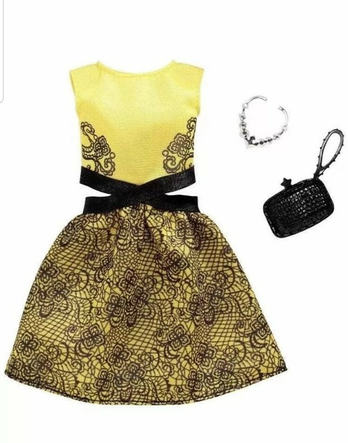 black dress with yellow accessories