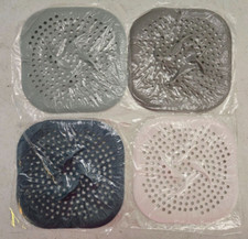 Square Silicone Drain Cover For Shower Drain Hair Catcher 6" x 6" Set of 4