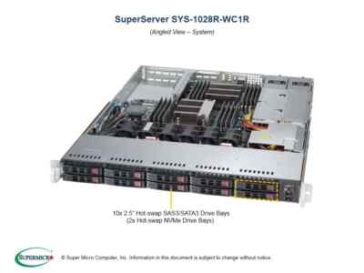  *Authorized Partner*Supermicro SYS-1028R-WC1RT 1U Rackmout W/ X10DRW-iT