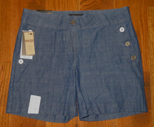New 50 THE LIMITED Blue Chambray TAILORED SHORTS Women 4