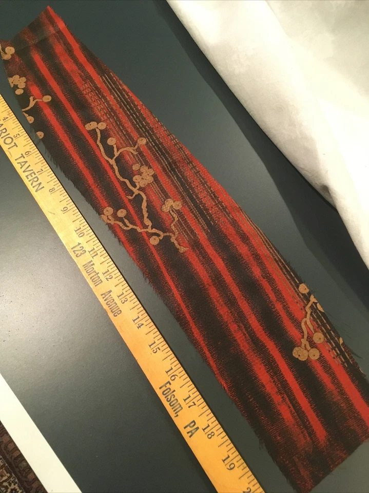 Pure 100% gambiered Silk Fabric remnant natural dyeing process mask  - Image 2 of 3