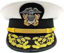 US Navy Commander Admiral Rank White HAT Cap R N Commanders