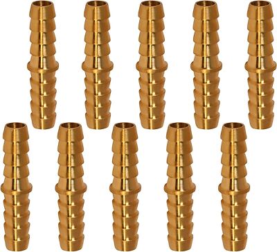 3/8''in 10 Pcs Brass Hose Barb Mender Joiner Splicer Adapter Coupler Pipe Fitting