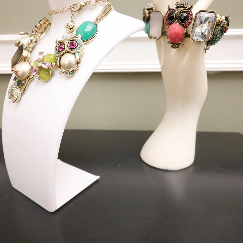 Betsey Johnson jewelry set Critters necklace bracelet owls cat frog goldtone - Image 2 of 4