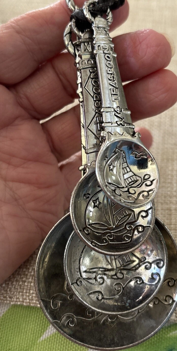Beautiful Nautical Sailing & Lighthouse Theme Set Of 4 Measuring Spoons By Ganz