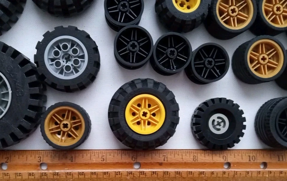LEGO Bulk Wheels Tires Genuine Car Vehicle Parts Pieces Lot 3 Actual Photos - Image 3 of 4