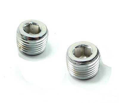 Pair 1/4'' BSP BSPT Pipe Thread Allen Head Plug Chrome Plated Brass