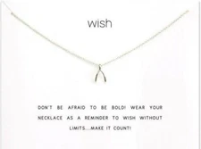 Wish Necklace Wishbone Charm Carded Pendant Silver Dip Clavicle Dainty Meaning