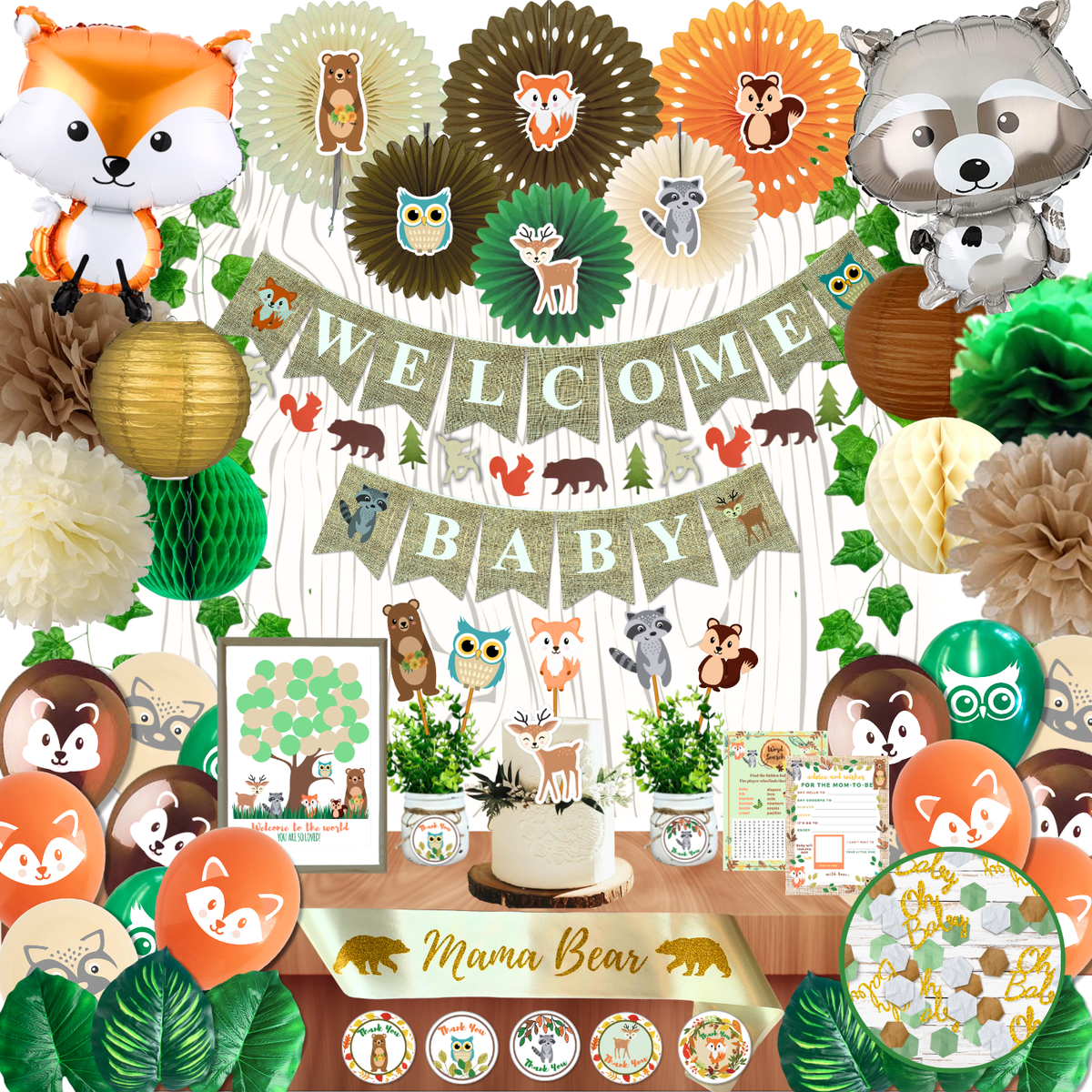 Baby Shower Blue Natural Woodland Theme WOODLAND Baby Shower