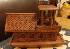 Souvenir Carved Kashmiri Wooden Houseboat 27x12.5x19cm *