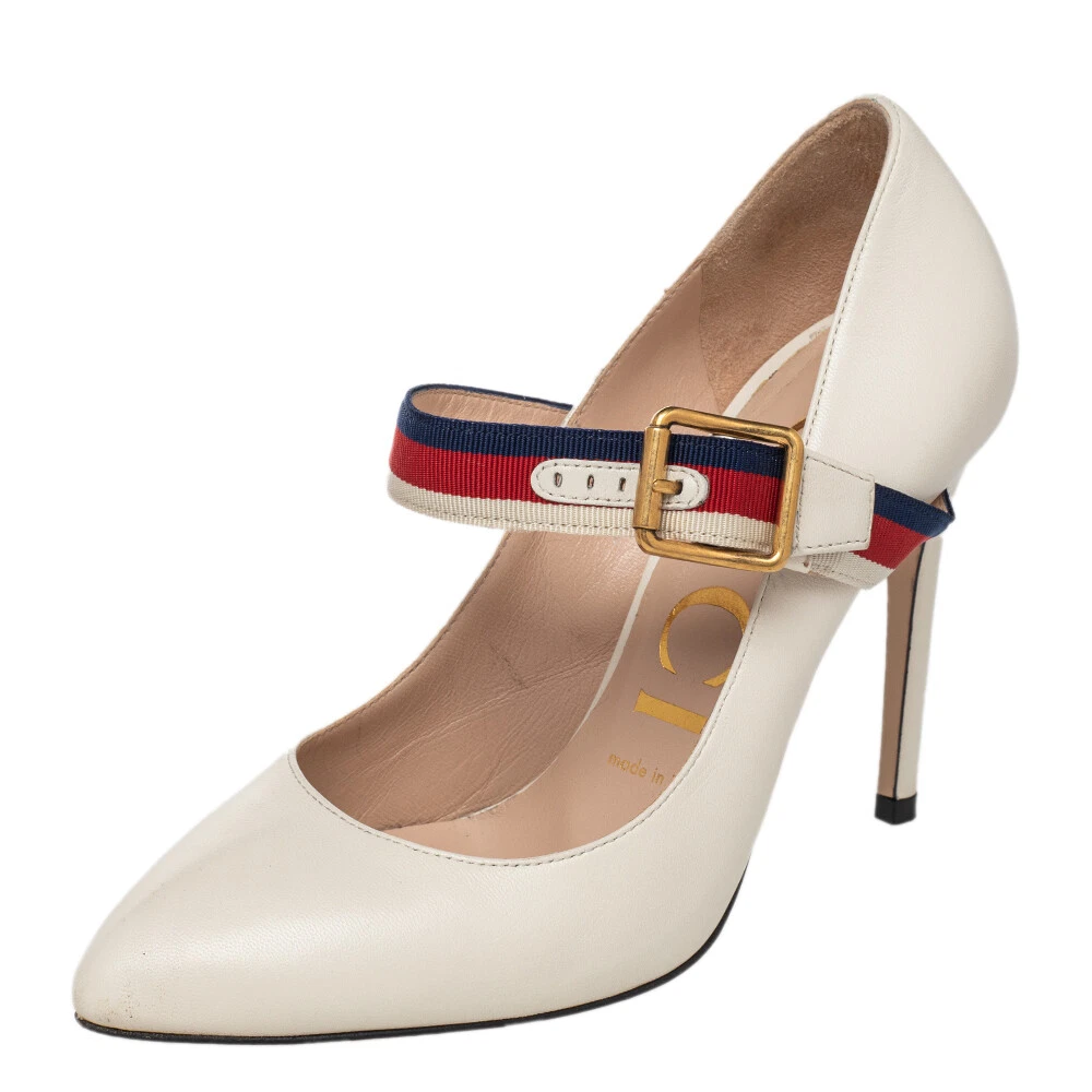 Gucci Cream Leather Sylvie Mary Jane Pumps Size 36 eBay