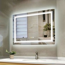 LED Lighted Bathroom Mirrors Anti-fog Memory Touch Switch CRI 90 Soft Lighting