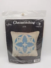 VTG Needle Magic Chain Stitching Embroidery Kit Crystal Pillow NEW 14" x 14"