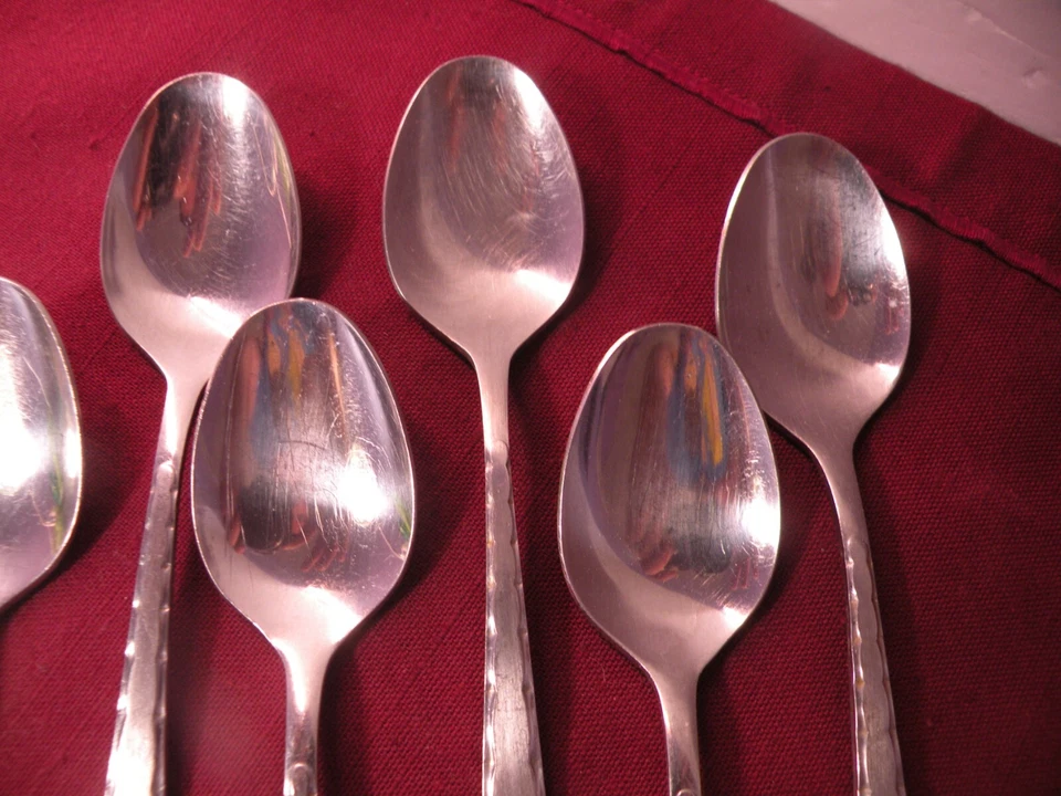 Set Of 6 Teaspoons OXFORD HALL MOONSCAPE STAINLESS Steel 6 1/4" - Image 3 of 4
