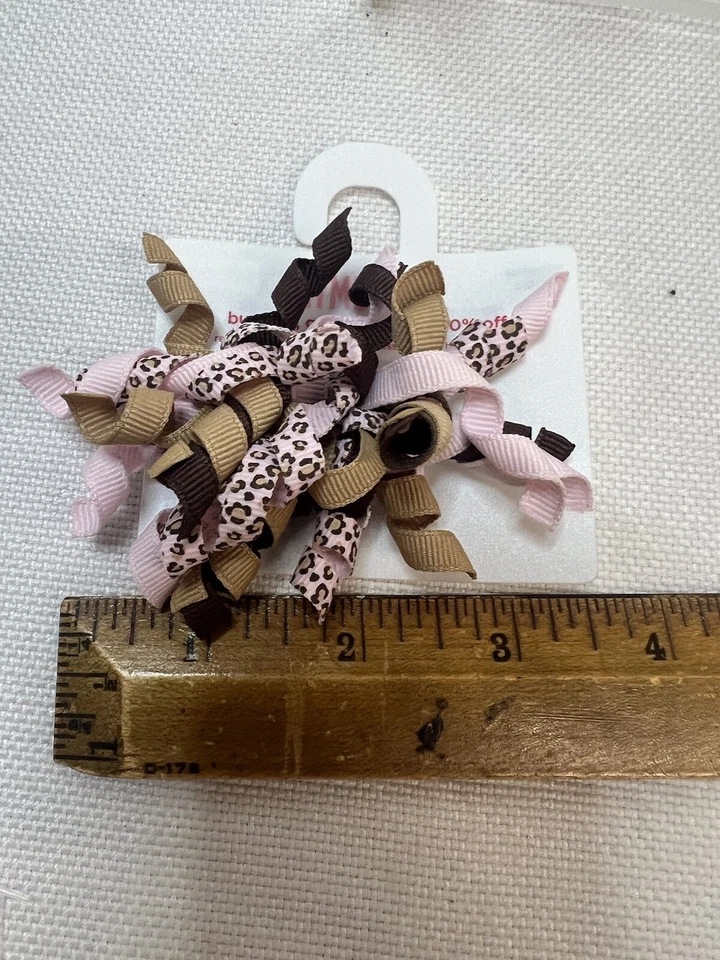 Corbata de pelo con estampado de leopardo rosa para niña Gymboree cinta rizada cola de caballo nueva con etiquetas vintage Foto 4 de 4