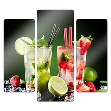 Glasbild Cocktail Hour (3-teilig) grün Wandbild WANDDEKO 4mm Sicherheitsglas ESG
