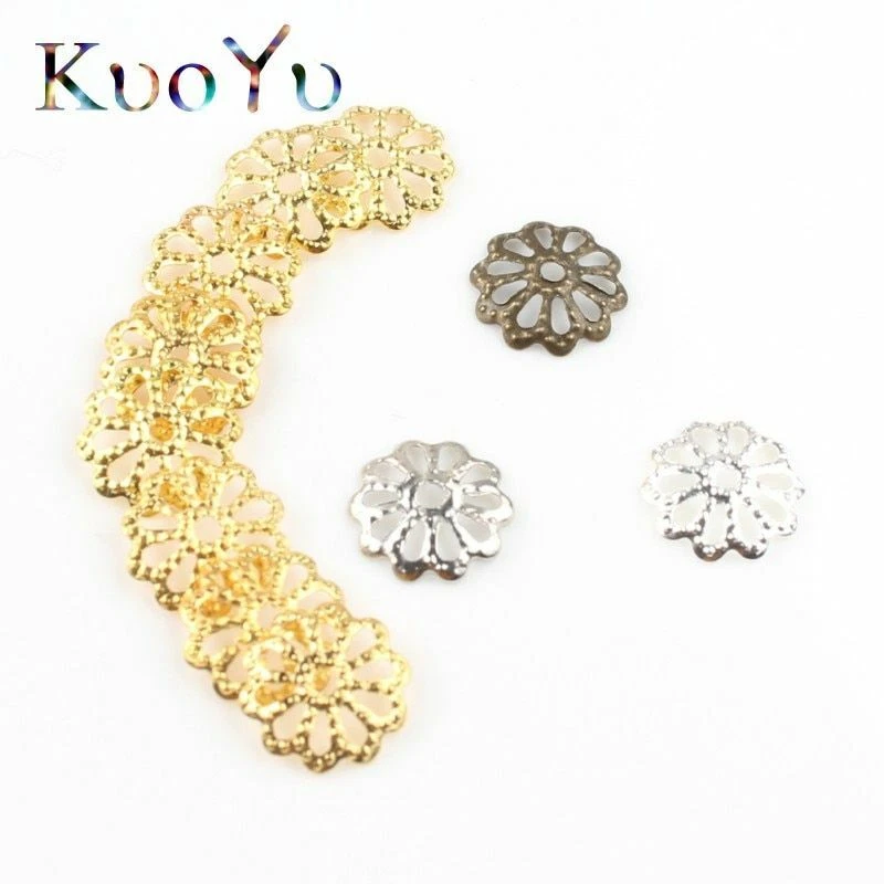 200 piezas Cuentas de pétalos de flores Tazas Espaciador de extremo Dijes Tapa de cuentas Encontrar Joyería Fabricación Foto 4 de 4