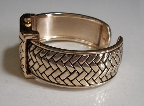 Women's silver & gold finish fashion bangle casual dressy cuff watch - Picture 14 of 16
