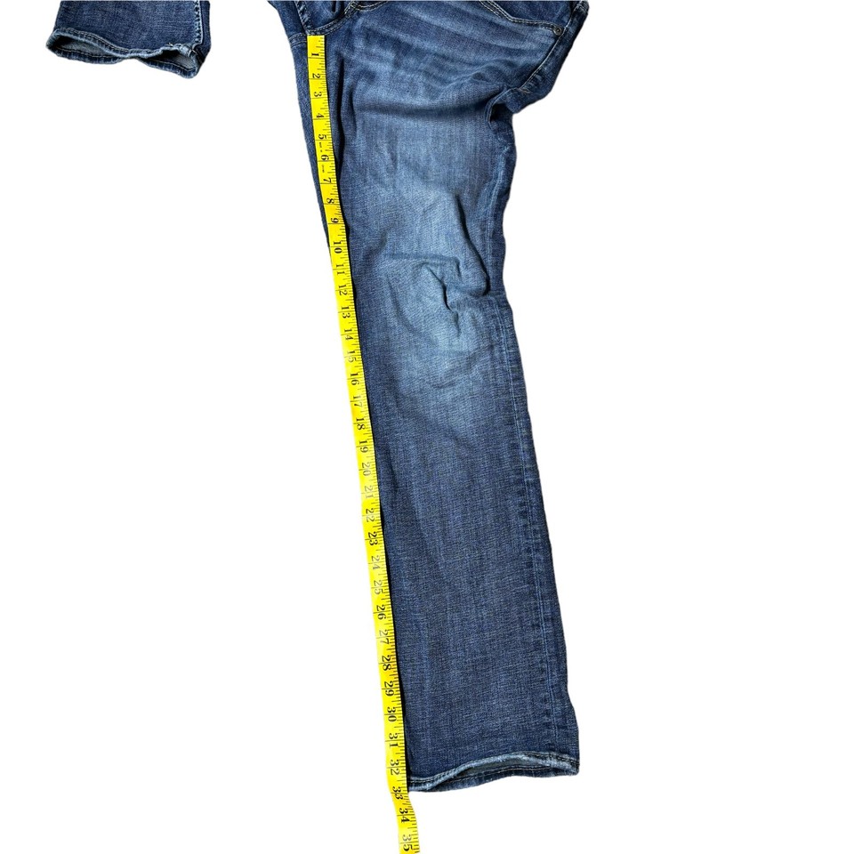 BKE Buckle Jeans Mens 32x34 Blue Jake Straight Distressed Thick Stitch