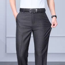 Men's Cozy Hidden Expandable Waist Dress Pants Premium Stretch Texture