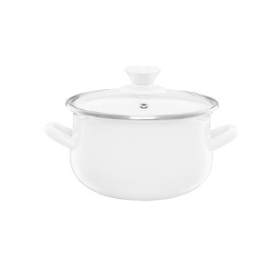 EMALIA OLKUSZ Kochtopf mit Deckel emailliert Pyza 14 cm 1,25 l creme Induktion