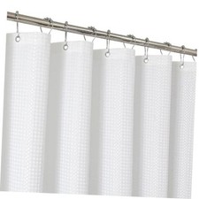2-in-1 Waterproof Fabric Shower Curtain - No 72"W x 72"L Pack of 1 White