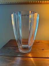 Clear Crystal vase , 11" tall ..Very heavy 