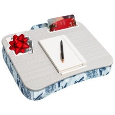 Designer Lap Desk with Phone Holder and Device Ledge - Blue Blossoms - Fits u...