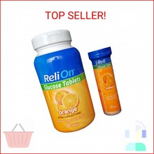 ReliOn Glucose, 50 Tablets with On-The-Go Tube, 10 Tablets. Orange by Reli On