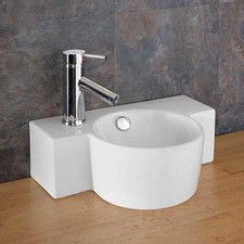 Raguso 400mm x 280mm White Ceramic Narrow Rectangular Cloakroom Basin