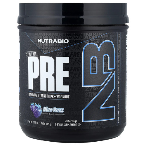 PRE-Workout, Stim Free, Blue Razz, 1.34 lb (609 g)