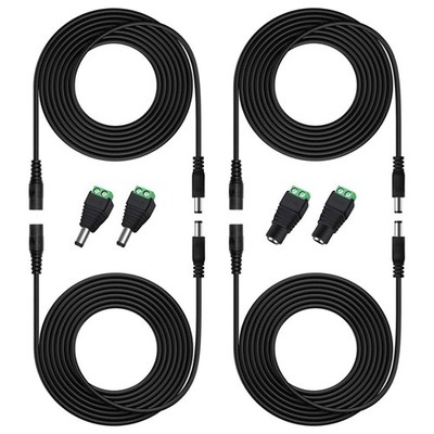 4PCS 10FT(3m) 12V DC Power Extension Cable with Power Jack Adapter Connectors...